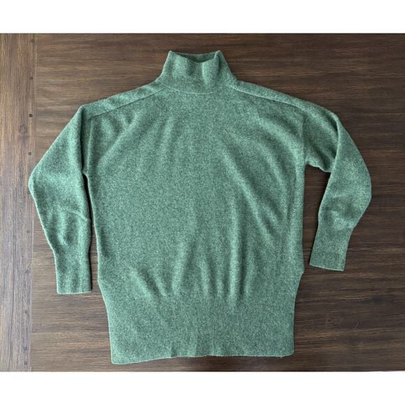 Poetry 100% Cashmere Sweater Womens 8 Forest Green Turtleneck Longline Knit - Picture 7 of 12
